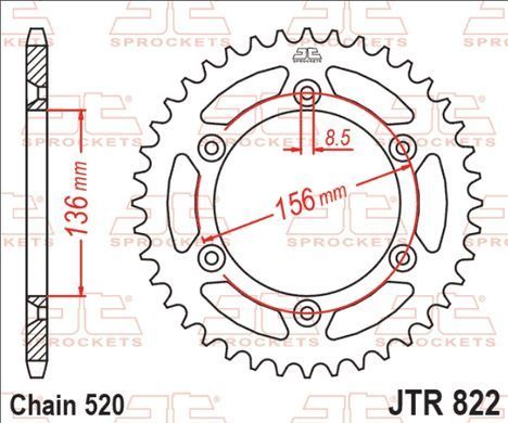 JTR822,41 Звезда задняя BETAMOTOR RR, RR ENDURO; CAGIVA WMX; GAS GAS EC, ENDURO, MC, SM; HUSQVARNA CR, SM, SMR, SMS, TC, TE, TXC, WR, WR/E, WRK 125-630 1978-2015