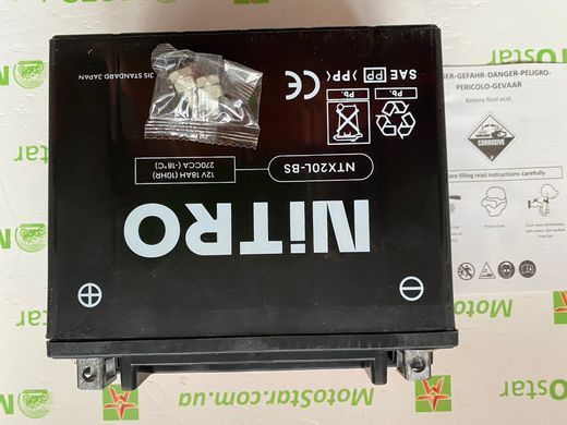 Акумулятор NITRO NTX20L-BS AGM Open Battery 18 Ah , CCA 270 (A) 177x88x155 мм