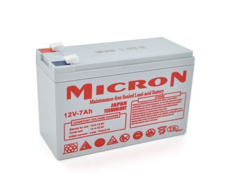 Акумулятор Micron MCN-12/7 12 V 7Ah (150x65x95 (100)мм) Gray Q10, вага 1,99кг, клеми F2