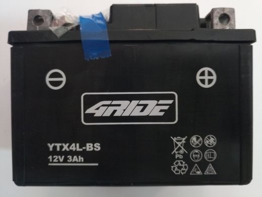 YTX4L-BS 4 RIDE AGM 12В 3Ah 35А R+ 114x71x86мм