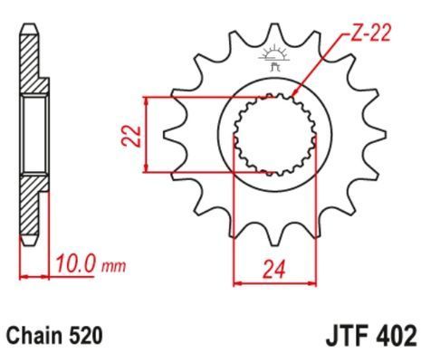 Зірка з демфером JT JTF402.16RB BMW F 650 '94-'15, APRILIA PEGASO 650 '98-'04