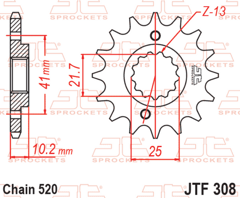 JT JTF308.14 - Зірка передня APRILIA PEGASO; HONDA FMX, FX, NX, SLR; YAMAHA MT-03, XT, XTZ 650/660 1989-2016