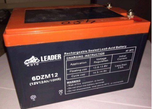 Батарея 6-DZM-12 12V 12Аh AGM для велосипеда, электрического скутера  151х98х96 мм Leader