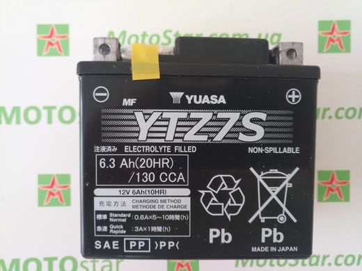 YUASA YTZ7S Мото аккумулятор 6,3 А/ч, 130 А, (-/+), 113х70х105 мм