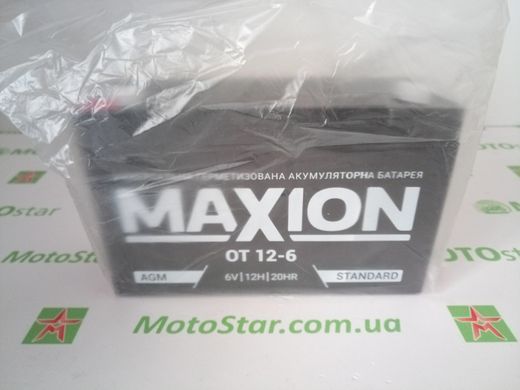 Промисловий акумулятор MAXION OT12-6 AGM 6V 12Ah L+ (левый +) 6-12