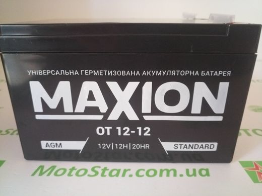 Акумулятор OT MAXION 12-12, 12V, 12Ah, сірий, 151x98x96 мм