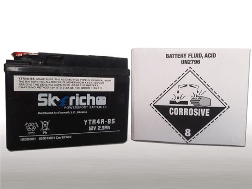 Skyrich YTR4A-BS Аккумулятор 2,3 Ah, 30 А, (-/+), 112x48x86 мм, таблетка