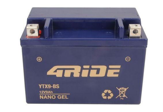 Аккумулятор YTX9-BS 4RIDE GEL 12В 9Ah 145А L+ 150x86x105мм, вес 2,9кг