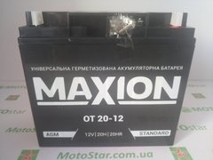 Универсальный аккумулятор MAXION AGM MXBP-OT 20-12, 12V 20Ah B1 под болт М5 с гайкой (181х77х167), 4,7 кг