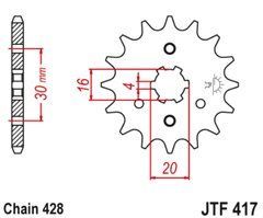 JTF417.14 Передня зірочка KAWASAKI BN, KMX 125 1986-2007