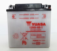 YUASA 12N9-4B-1 Мото аккумулятор 9,5 А/ч, 80 А (+/-), 135х75х139 мм