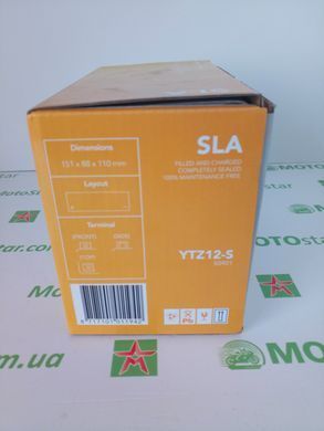 Мотоакумулятор LP SLA MB YTZ12-S SLA-технологія, монтаж в будь-якому положенні-12V, 11Ah, д 150, ш 87, В110, вага 3,6 кг