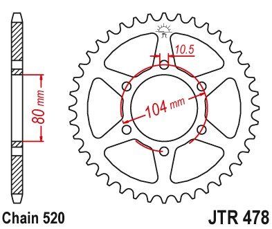 Звезда задняя JT JTR478.46
