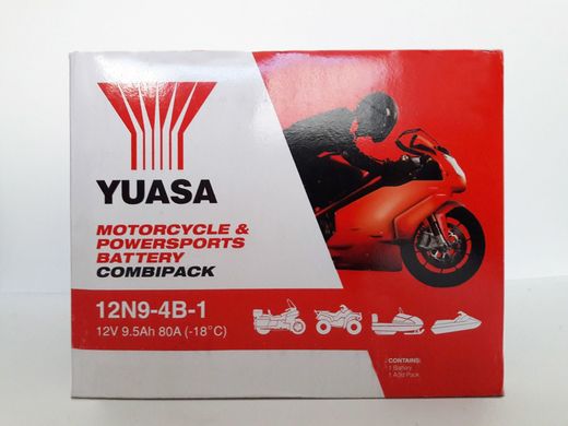 YUASA 12N9-4B-1 Мото аккумулятор 9,5 А/ч, 80 А (+/-), 135х75х139 мм