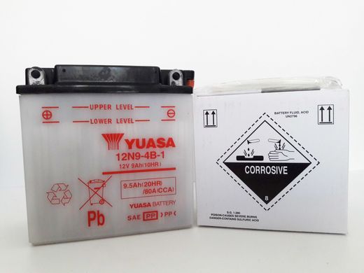 YUASA 12N9-4B-1 Акумулятор 9,5 А/ч, 80 А (+/-), 135х75х139 мм