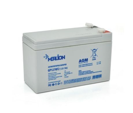 Акумуляторна батарея MERLION AGM GP1270F2 12 V 7Ah (150 x 65 x95 (100)) White Q10
