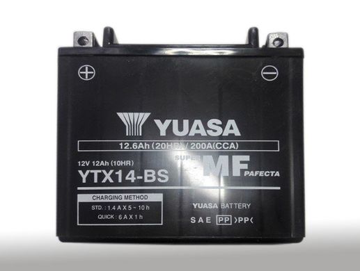 YUASA YTX14-BS Мото аккумулятор 12 А/ч, 200 А, (+/-), 150x87x145 мм