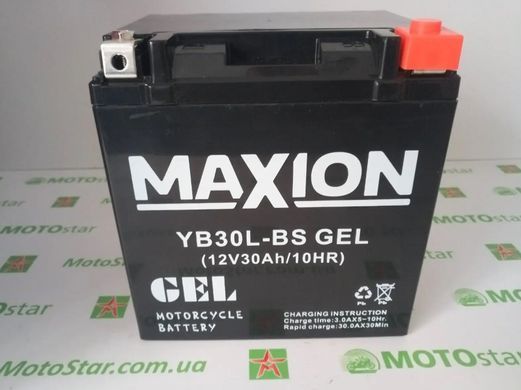 Акумулятор стартерний YB30L-BS MAXION (GEL) YTX30L-BS 12V, 30Ah , 166x126x176 мм