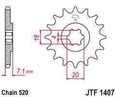 JTF1407,10 Передня зірочка KAWASAKI KFX, KSF; SUZUKI LT 80 1989-2006