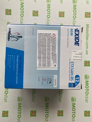 EXIDE ETX14AH-BS / YTX14AH-BS Акумулятор 12 А/ч, 135 А, (+/-), 134х89х166 мм