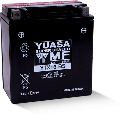 YUASA YTX16-BS Мото аккумулятор 14 А/ч, 230 А, (+/-), 150х87х161 мм