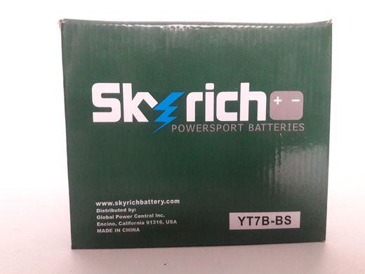 Аккумулятор YT7B-BS 12 v, 150/65/92 мм, 6 Ач, 95 А, (+/-), Skyrich