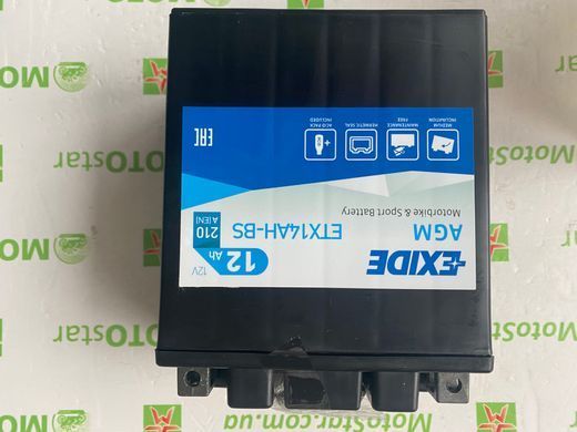 EXIDE ETX14AH-BS / YTX14AH-BS Акумулятор 12 А/ч, 135 А, (+/-), 134х89х166 мм