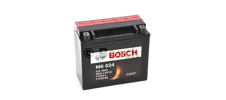 Мото аккумулятор YTX20-BS, YTX20-4, BOSCH 0092M60240, M6 AGM, 12V 18AH 250A