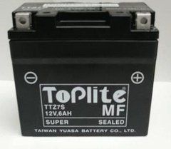 Мотоакумулятор TOPLITE TTZ7S 12V,6Ah,д. 113, ш. 70, в.105, электролит в к-те, вес 2,1 кг