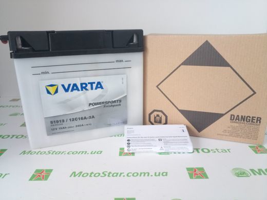 VARTA 51913 Powersports / 519013017A514 Аккумулятор 19 А/ч, 240 А, 186х82х171 мм