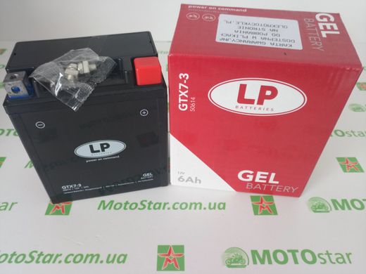 Мотоакумулятор LP GEL MG GTX7-3 12V,6Ah,д. 114, ш. 71, в.131, вес 2,65 кг,залит