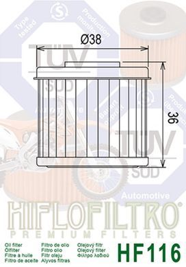 HIFLO HF116 - Фільтр масляний KOVI ADT 300 двигун 176 FMN