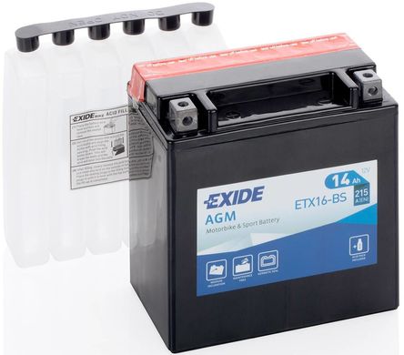 EXIDE ETX16-BS / YTX16-BS Мото аккумулятор 14 А/ч, 215 А, (+/-), 150х87х161 мм