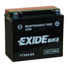 EXIDE YTX20-BS Мото аккумулятор 18 А/ч, 270 А,(+/-), 175х87х155 мм