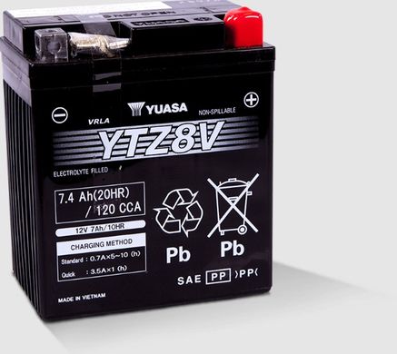 YUASA YTZ8V Акумулятор залитий і заряджений AGM 7,4Ah 120A