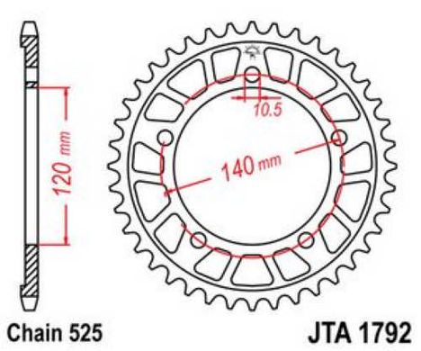JT JTA1792.45 - Зірка задня легкосплавна