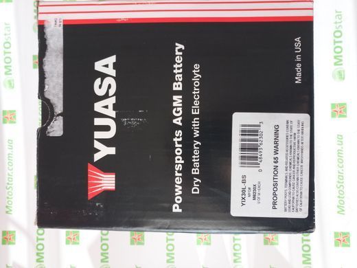 YUASA YIX30L-BS Мото аккумулятор 30 А/ч, 385 А, (-/+), 166х126х175 мм
