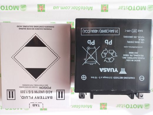 YUASA YIX30L-BS Мото аккумулятор 30 А/ч, 385 А, (-/+), 166х126х175 мм
