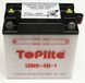 Мотоакумулятор TOPLITE 12N9-4B-1 12V, 9Ah, д. 135, ш. 75, в.140, обсяг 0,6, вага 3,2 кг, без електроліту