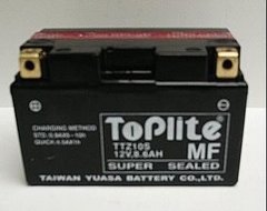 Мотоакумулятор TOPLITE TTZ10S 12V,8,6Ah,д. 150, ш. 87, в.93, электролит в к-те, вес 3,1 кг