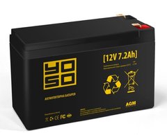 Акумуляторна батареяYOSO 1272F1, Black Case, 12V 7.2Ah (151х65х93 (98)) Q10