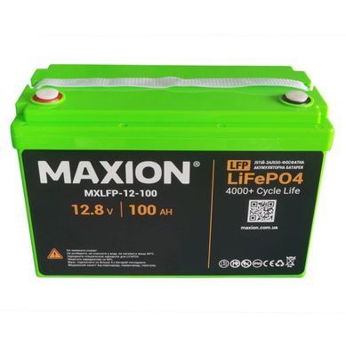 Акумулятор MAXION LiFePO4 MXLFP-12-100 12V, 100Ah, 1280W*h, (літій-залізо-фосфатний акумулятор для ДБЖ (UPS))