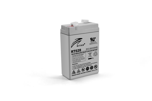 Акумуляторна батарея AGM RITAR RT628, Gray Case, 6V 2.8Ah (66х34х 97 (103)) Q25
