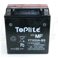 Мотоакумулятор TOPLITE YTX20A-BS 12V, 17Ah, д. 150, ш. 87, в.161, електроліт в к-ті, вага 6 кг