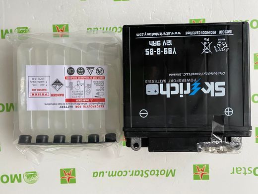 Аккумулятор  Skyrich YB9-B-BS 12V, 9Ah, 85 А, (+/-), 135x75x135 мм, (YB9-B)
