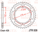 JTR839,53 Звезда задняя YAMAHA DT, TDR, WR 125/200 1988-2016