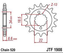 JTF1908,14 Передня зірочка KTM DUKE, RC 390 2013-2019 (2276 14 18NC)