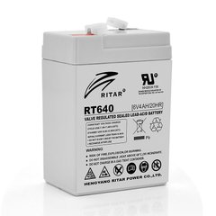 Акумуляторна батарея AGM RITAR RT640, Gray Case, 6V 4Ah (70х47х99 (107)) Q20