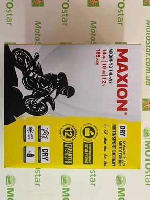 Акумулятор для мототехніки MAXION MXBYBM-YB14L-A2 12V, 14Ah, 185 А, 134x89x166 мм