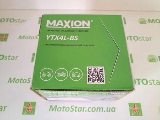YTX4L-BS MAXION Мото акумулятор, 12V, 4Ah, 113x70x85 мм